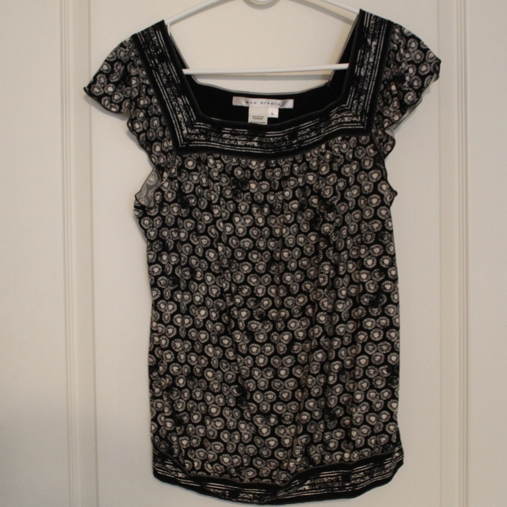 Black & White Patterned Top by Max Studio - Picture 1 of 5